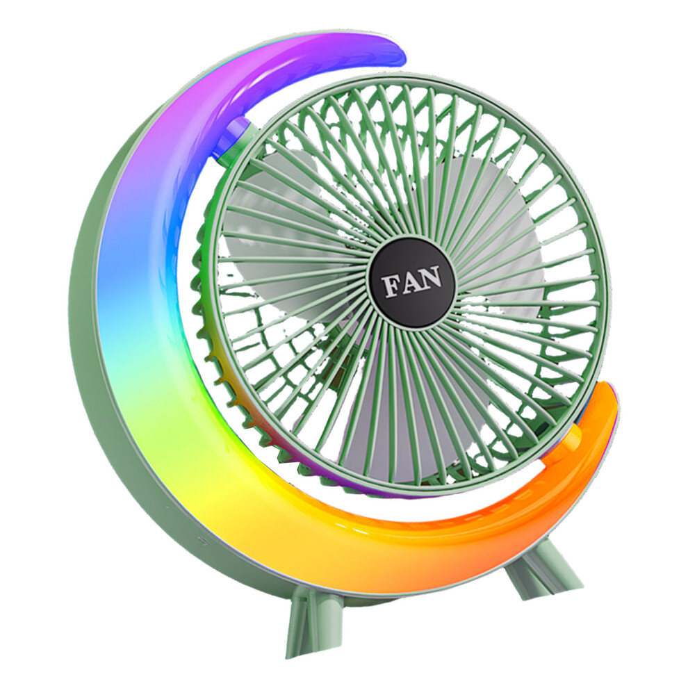 Rechargeable Portable Electric Fan With Led Light Camping-Green 7696001766392