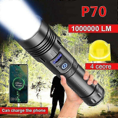 1000000 Lumens Super Bright Rechargeable LED Tactical Flashlight and Work Light, Durable Portable Design
