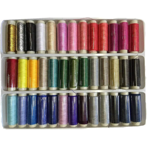 39 Assorted Color Polyester Sewing Thread Spool Set, 200 Yards Each, Durable Multi Purpose Thread
