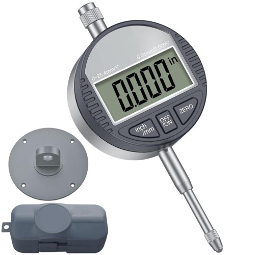 Electronic Digital Dial Indicator Gauge 0-12.7mm/0.5" Inch/Metric Conversion,with 0.01mm/0.0005"Resolution for Testing B