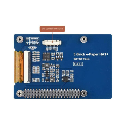 For Raspberry Pi 3.6"E-Paper HAT+ E-Ink Full Color 600x400 Display Module Screen SPI Interface Low Power E-Paper Panel A 2