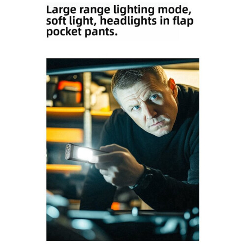 Work Light String LED Battery Flashlight USB Charging Magnetic Pen Clip Light Long Range Flood Dual Light 1