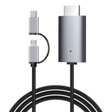 Wire HD Streaming Display TV Stick Dongle Micro USB Type C to -Compatible Cable for Phone Tablet to TV