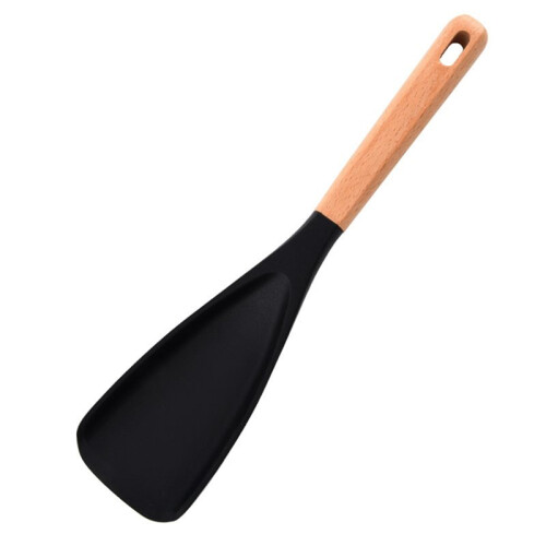 Silicone Spatula Cooking Spoon - Multifunctional Kitchen Tool for Mixing, Scooping, and Serving (Black-2PC) 2
