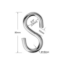 Heavy Duty S Hooks Ultra Thick Hammock S Shaped Hooks Galvanized Utility Hanger, Pack of 4