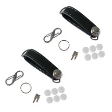 2X Fashion Car Key Pouch Bag Case Wallet Holder Chain Key Wallet Pocket Key Organizer Leather Keychain Black