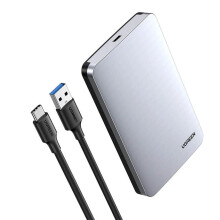 Ugreen 2.5" SATA Hard Drive Enclosure with USB-C to USB-A Cable - Silver