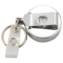 4 Pack Heavy Duty Retractable Badge Holder Reel,Metal ID Badge Holder with Belt Clip Key Ring for Name Card Keychain