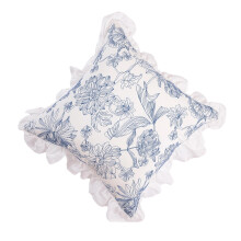 Fashionable Ruffle Edge Bed Cover-blue embroidery pillowcase