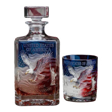 Glass Whiskeys Decanter And Glass With Engraving-2