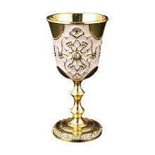 Vintaged Chalice Medieval Goblet Metal Wine Glass-Golden white