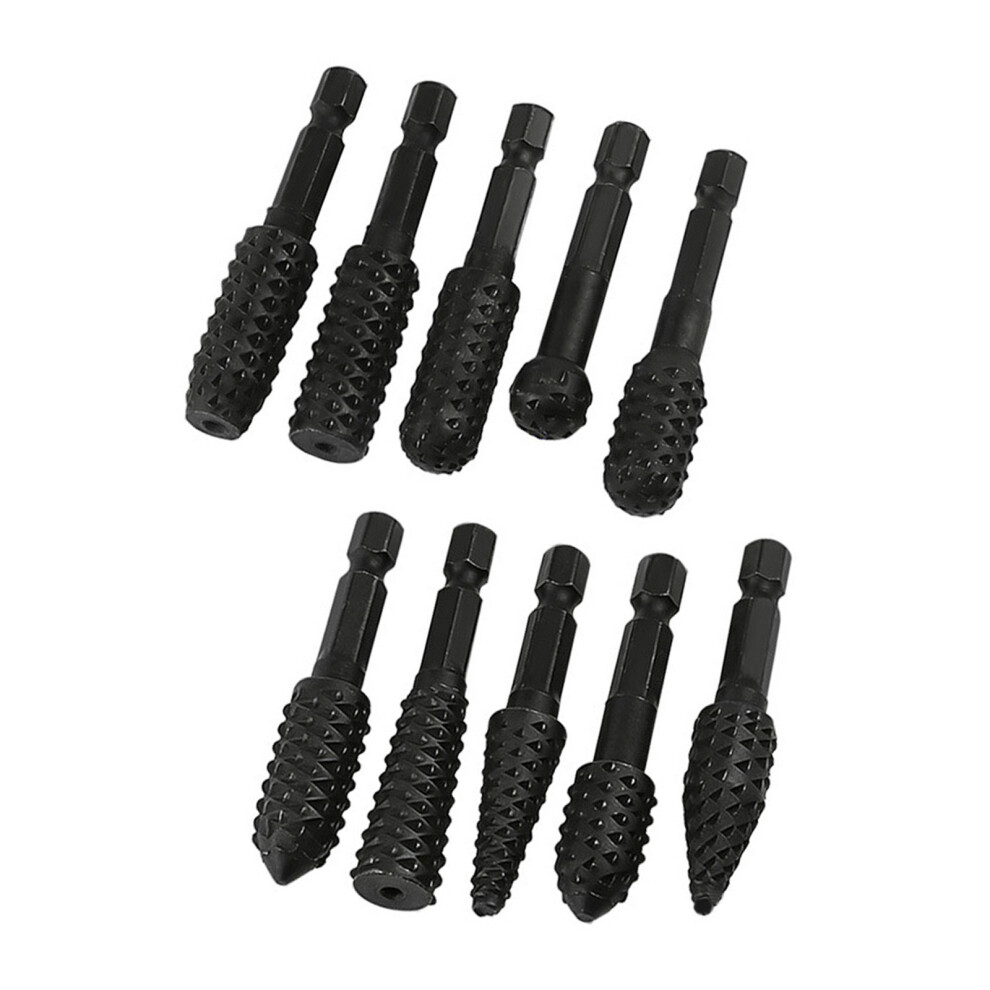 Hexagonal Shank Rotating File Kit Includes 10Pcs Sturdy Carbon 7696001816493