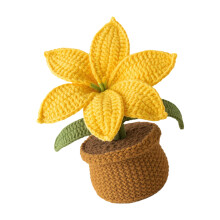 Crocheted Lilies Potted Plant Home Decors Artificial-Yellow