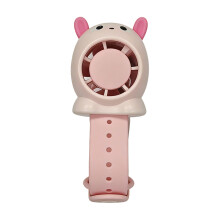 Cartoon Animal Shape Wrist Fan Noiseless Motor Ideal For-Pink