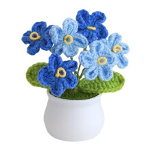 Fleurs artificielles tricotées au Crochet, plantes en pot,-3