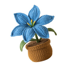 Plantes en Pot de lys au crochet, décorations de maison,-Bleu