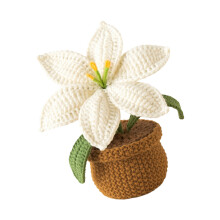 Plante en Pot de lys au Crochet, ornement fait à la main,-Blanc
