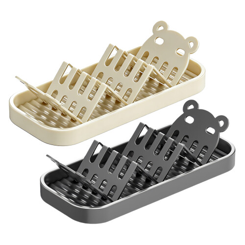 Modern W Shape Soap Holder Rust Proof Soap Dish with-Gungrey 1