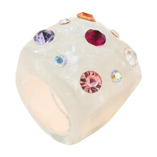 Trendy ronde stapelbare band met gestructureerde-Wit