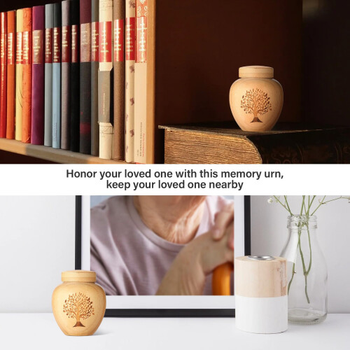 Simple Ashes Urn Memorial Wooden Cremation Box Grateful Tree 1