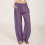 Women's cotton linen drawstring high-waisted-Light Gray S 6