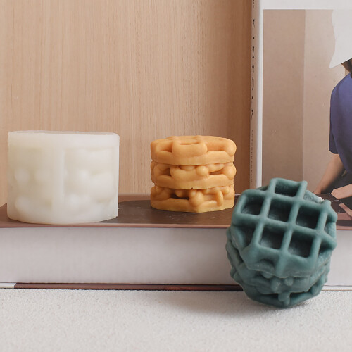 Waffelförmige Silikonform, detailliertes Design für Duftkerzen, 1