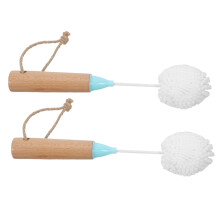 2Pcs Eco-Friendly Bamboo Handle Wine Glass Cleaning Brush for Home Use