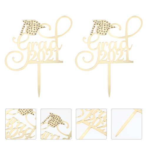2Stk Goldene Kuchenstecker Abschlussfeier Party Cake Topper 1