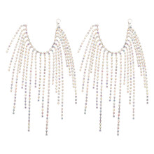 2Pcs Elegant Silver Rhinestone Fringe for Party Decor
