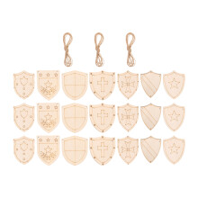 80Pcs Beige Wooden Shield Hanging Signs Unfinished for Creative Crafts