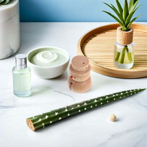 Beige Wood Aromatherapy Diffuser Bottle with Snowman Roller Ball 2