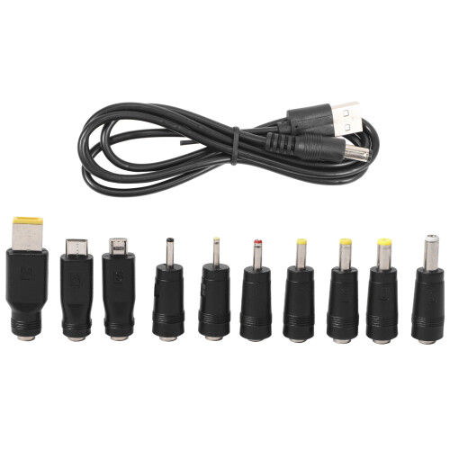 Power Cord USB to 5.5X2.1 Multifunctional  Interchangeable Plug