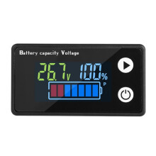 LCD Dual-Wire Digital Voltmeter, Digital Display Battery Power Meter, Color Screen 9-100V