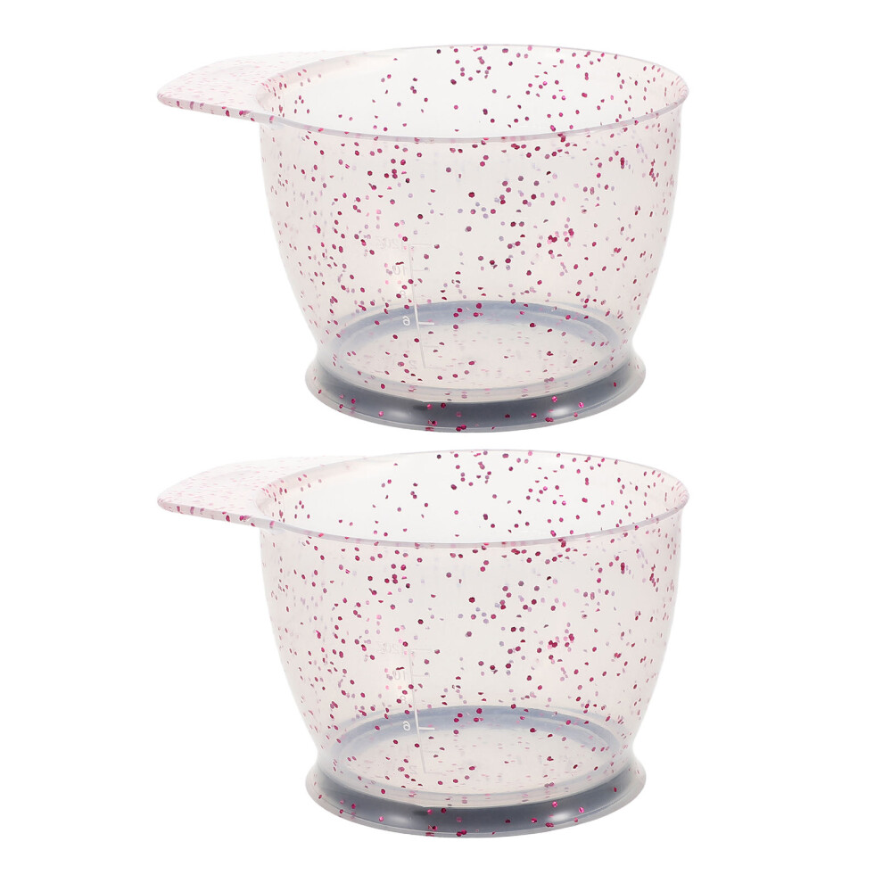 Happyyami 2Pcs Hair Color Application Bowls Pink Plastic Glitter For Salon