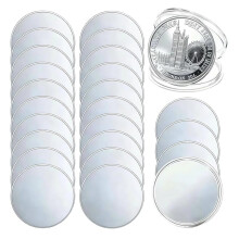 24PCS Alloy Blank Coins 40mm Laser Engravable Threaded  with Acrylic Protection Box for DIY Crafts Silver-Plated