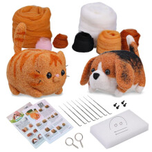 Needle Felting Kit, 2 PCS Dolls Needle Felting Beginner Kit Needle Felting Pad, Felting Wool, Felting Needles, Keychain