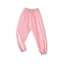 (7-8 Years, Pink) Kids Boys Girls Striped Sport Sweatpants Running Jogger Trousers Long Pants