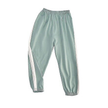 (9-10 Years, Light Green) Kids Boys Girls Striped Sport Sweatpants Running Jogger Trousers Long Pants