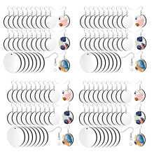 120 Pièces Sublimation Boucles D'Oreilles Vierges Rondes Panneau Boucles D'Oreilles Blanches Boucles D'Oreilles de Transfert Chaleur Inachevé pour