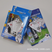 2pcs World Cup Soccer Ball 2022 Mascot La'eeb Keychain, 1PC Glowing Qatar La'eeb Key Chain Accessories, Cute Cartoon Keyring Pendant