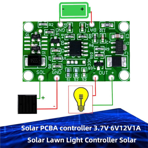 3.7V Solar Yellow Flashing Light Controller, 6V/12V Solar Pole Light Controller, Solar Light Circuit Board 2