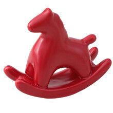 Künstlerische Mini-Schaukelpferdfigur aus Keramik mit-Rot