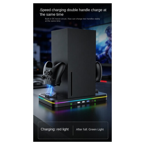 For  Series X/S Cooling Fan Console Charging Dock Fast Charging RGB Multi-Function Storage Charger 2