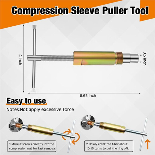 4 Pcs Angle Stop Wrench Kit Plumbing Tool, Olive Ring Removal Tool with Diameter of 1/2", 3/4",Compression Sleeve Puller 1