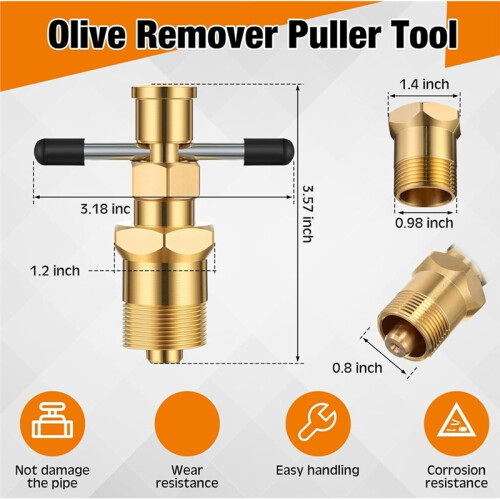 4 Pcs Angle Stop Wrench Kit Plumbing Tool, Olive Ring Removal Tool with Diameter of 1/2", 3/4",Compression Sleeve Puller 2