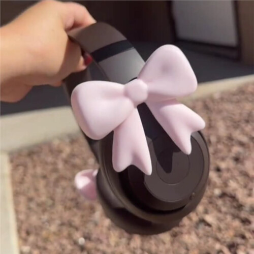 2 Pack Silicone Bows Headphone Accessory, 3D Bows Decor for Headphones, Cute Earphone Decorations White 2