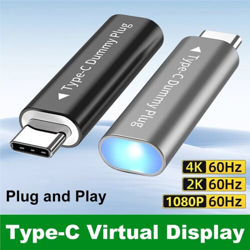 Edid Emulator 4K 60Hz Type C Dummy Plug for Enhanceds with Virtual Machines and Headlessly No Driver Display Emulators A 1