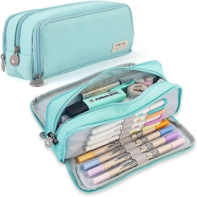 Large Capacity Pencil Box with 3 Compartments, Cute Pencil Bag Storage Bag, Pencil Case School Aesthetic Supplies for Teens Adults (Li