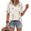 Women's  Short Sleeve Button-Down V-Neck Shirts rSets -Beige S 1