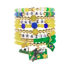 Soccer Fan Bracelet Set With Football Theme Charm For Sports-7